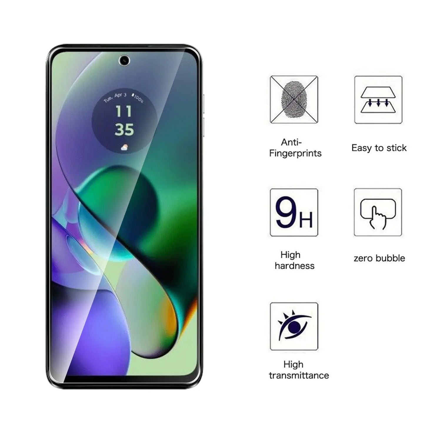 Screen Protector For Motorola Moto G54 Power Tempered Glass HD Crystal High Aluminum  9H Case Friendly