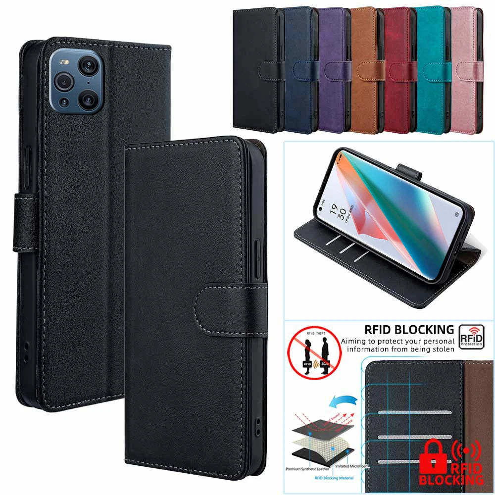 Funda Flip Leather Wallet Case For OPPO Find X2 X3 Pro find X3 X2 Neo X3 Lite Magnet Buckle Protect Cover Case RFID Blocking