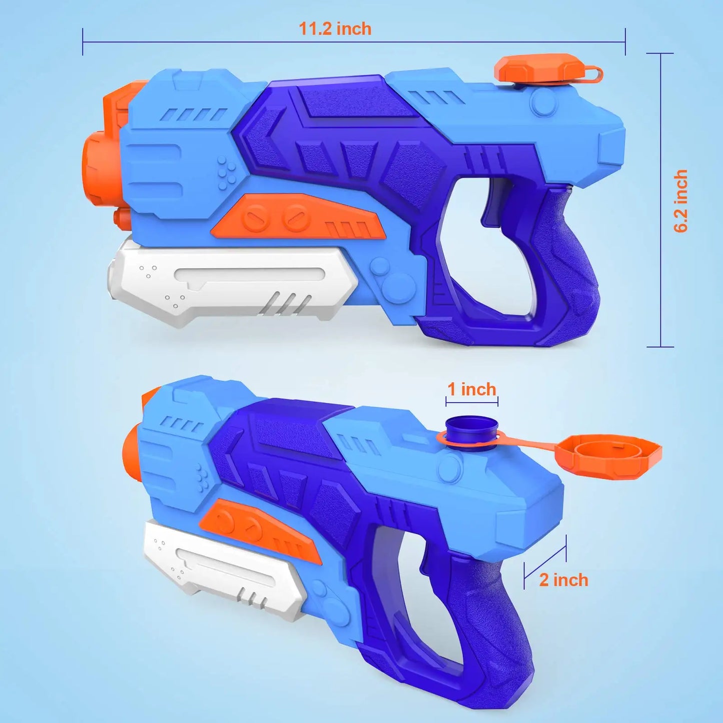 Kiztoys Water Gun Toys for Kids, 2 Pack Powerful Water Pistols with 1200ML Large Capacity and 33ft Long Range for Summer Water