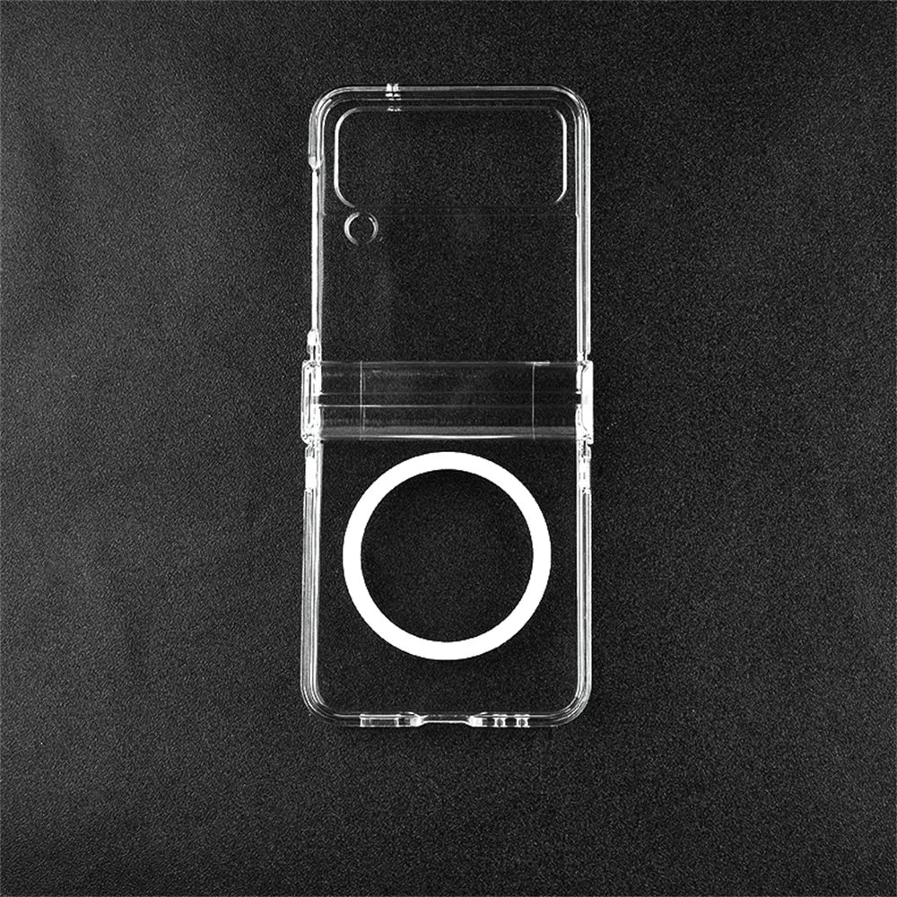 Clear Not Yellowing Magnetic Case for Samsung Galaxy Z Flip6 Zflip5 ZFlip 3 4 5 6 Flip3 ZFlip4 Hinge Magsafe 3in1 Acrylic Cover