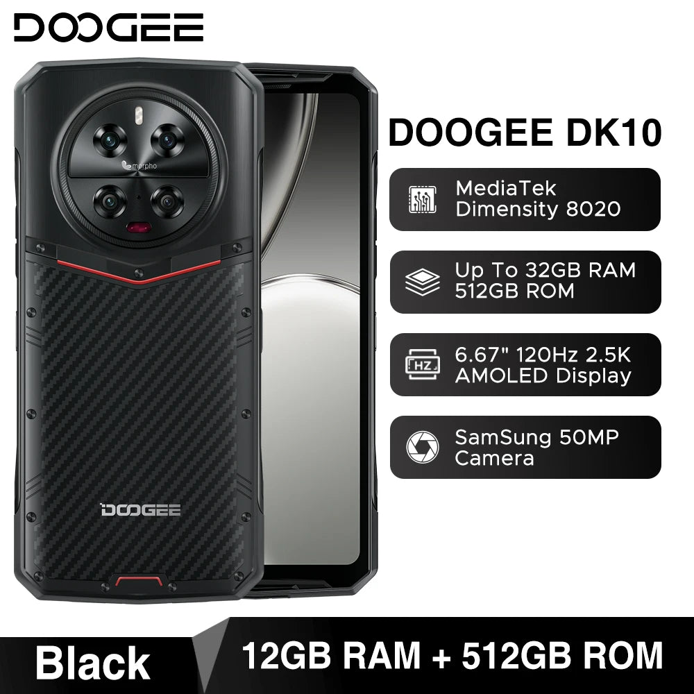 World Premiere DOOGEE DK 10 5G Dimensity 8020 Morpho Quad Camera 50MP Rugged Phone  6.67" 120Hz 2.5K AMOLED 120W 32 GB+512 GB