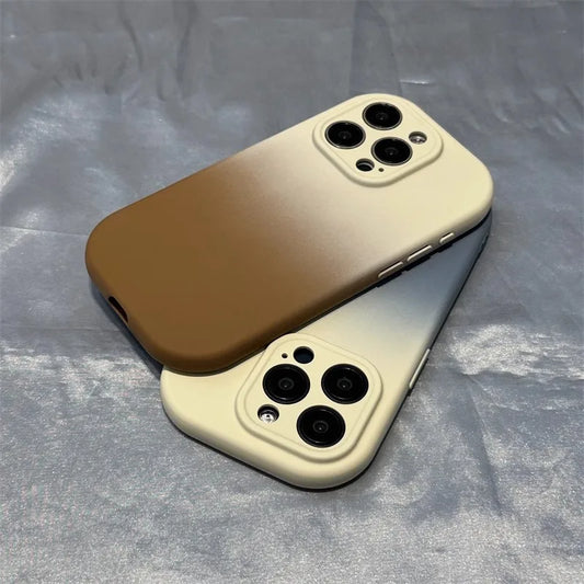 Fashion Silicone Soft Gradient Color Phone Case For iPhone 11 12 13 14 15 16 Pro Plus Matte Bumper Cases Cover
