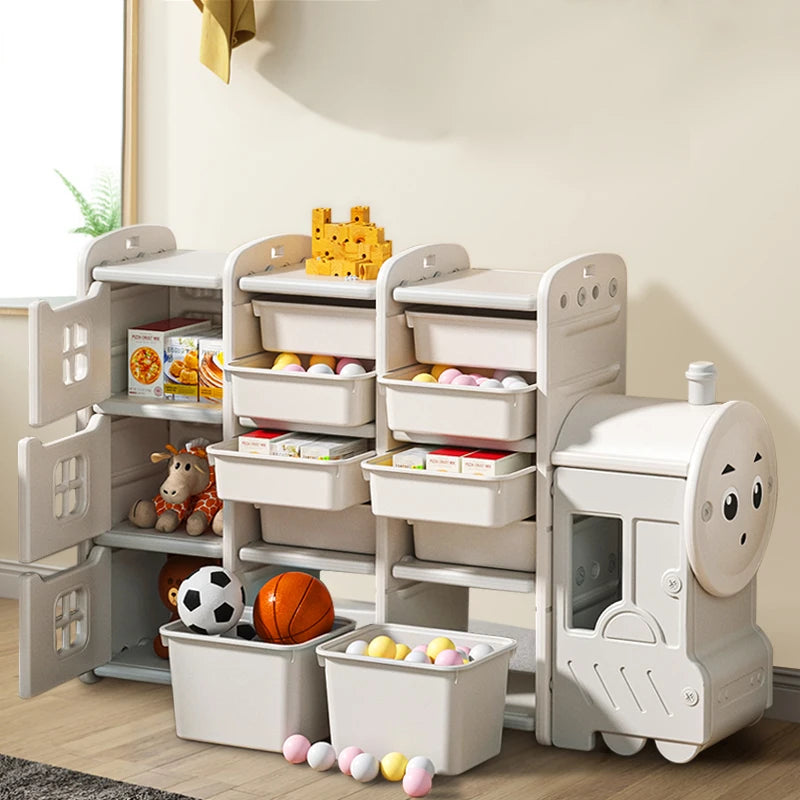 Livingandhome Cute Train Shape Toys Storage Rack for Kids Floor Standing