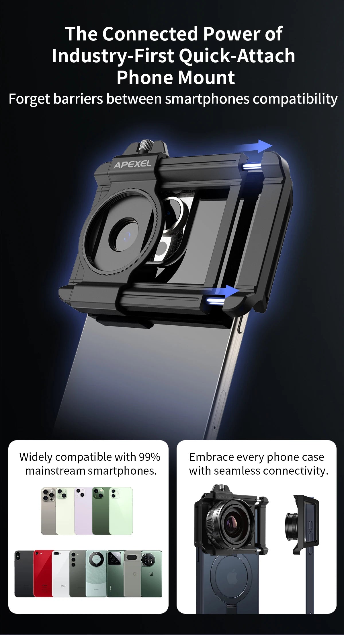 APEXEL 10-20X Zoom Macro Lens  HD Micro Phone Camera Lenses Support Eye Macro Photography for iPhone Samsung all Smartphones