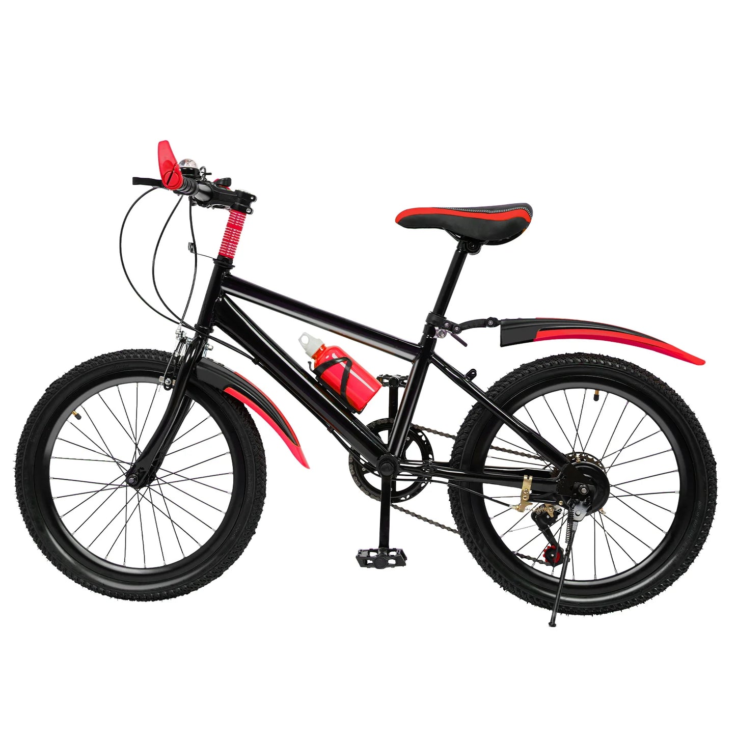 20 Inch Mountain Bike 7 Speed Gears, Adjustable Seat Kids' Bike with Mudguards Kettle Holder Kettle for Boys Girls 8-13 years