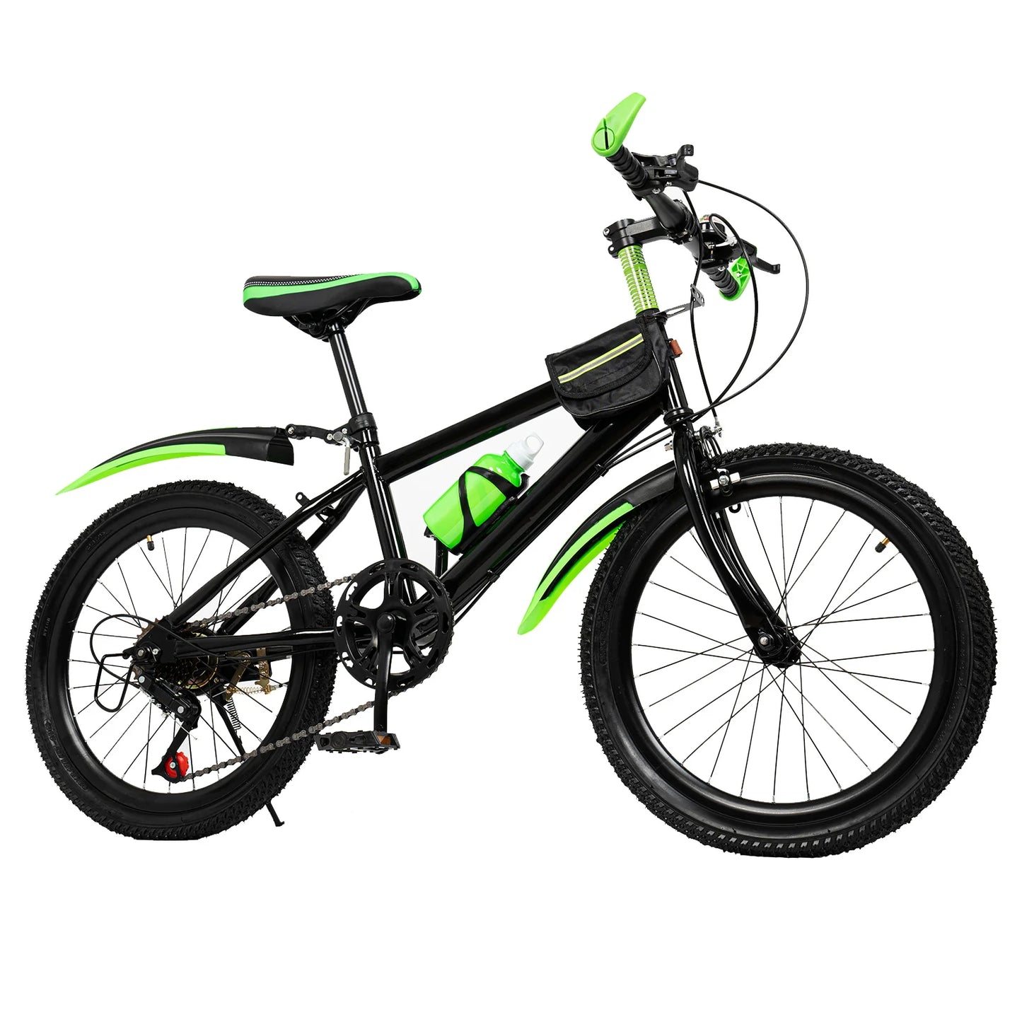 20 Inch Mountain Bike 7 Speed Gears, Adjustable Seat Kids' Bike with Mudguards Kettle Holder Kettle for Boys Girls 8-13 years