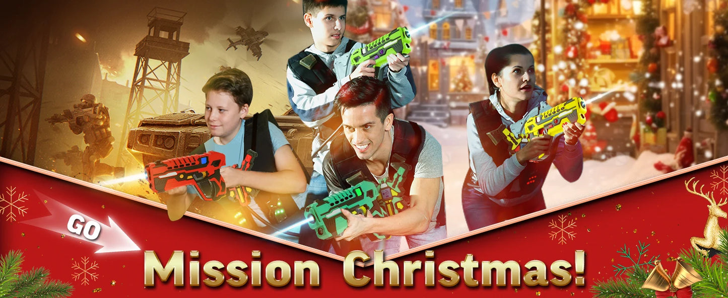 VATOS Laser Tag Guns x4 Sets Infrared Laser Tag Sets with Vest Rechargeable Shooting Game Toy Gift for Kids 6+ Years Old Adults