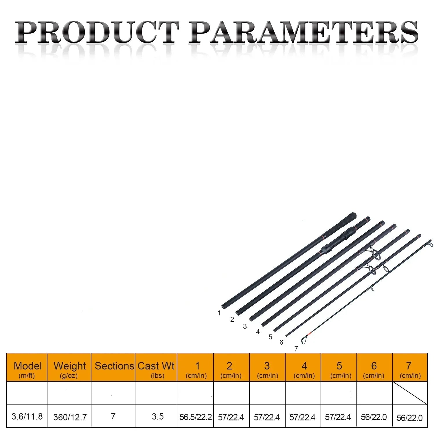 3.6M Portable Carbon Fiber Carp Spinning Rod Black-3