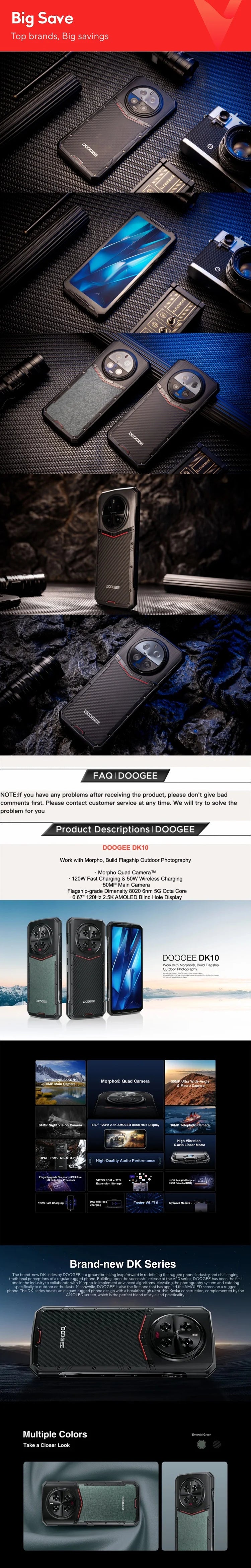 World Premiere DOOGEE DK 10 5G Dimensity 8020 Morpho Quad Camera 50MP Rugged Phone  6.67" 120Hz 2.5K AMOLED 120W 32 GB+512 GB