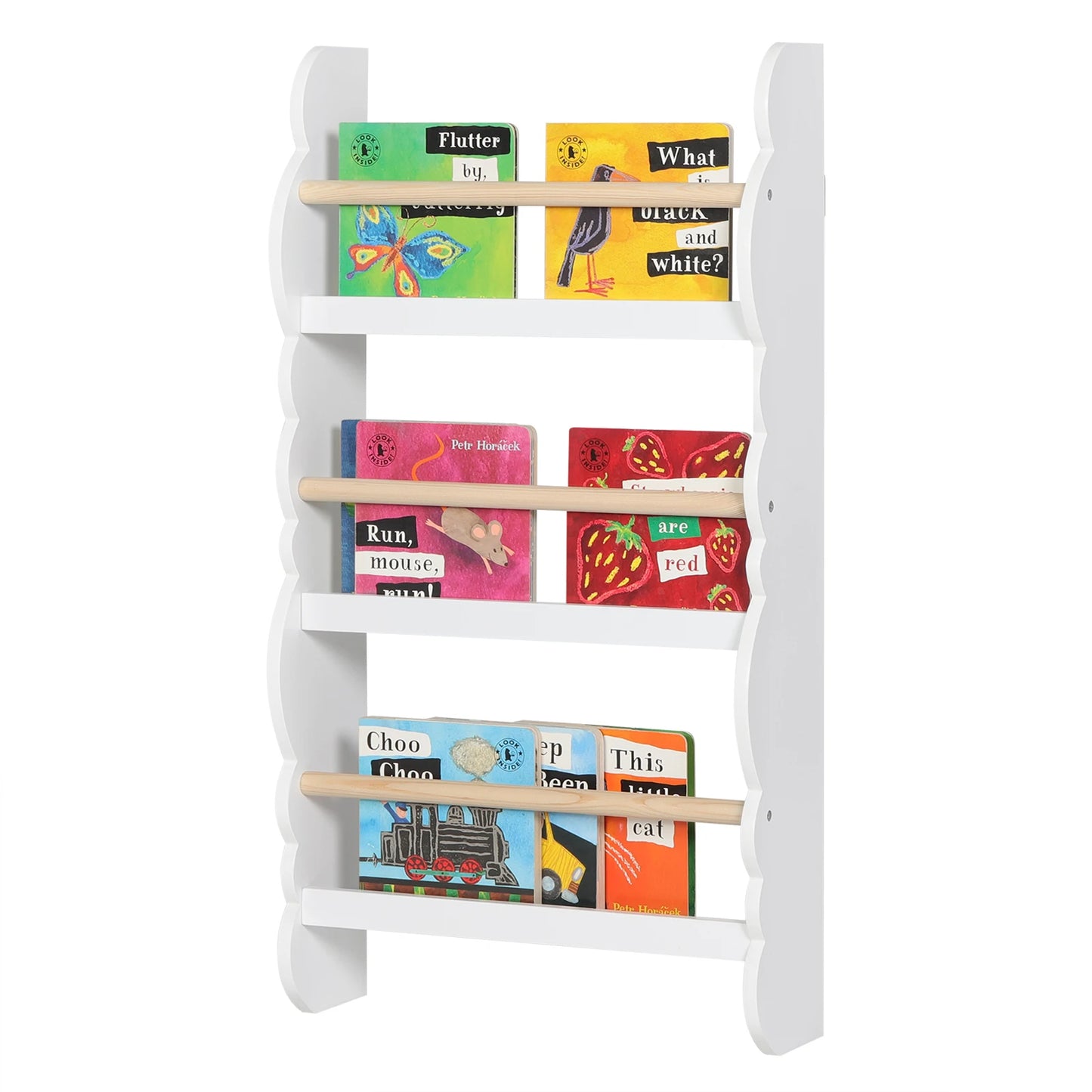 WOLTU Children's Bookshelf Kid's Bookcase Wall Shelf Book Organizer with 4 Shelves for Book Magazine Storage Kids Room Home