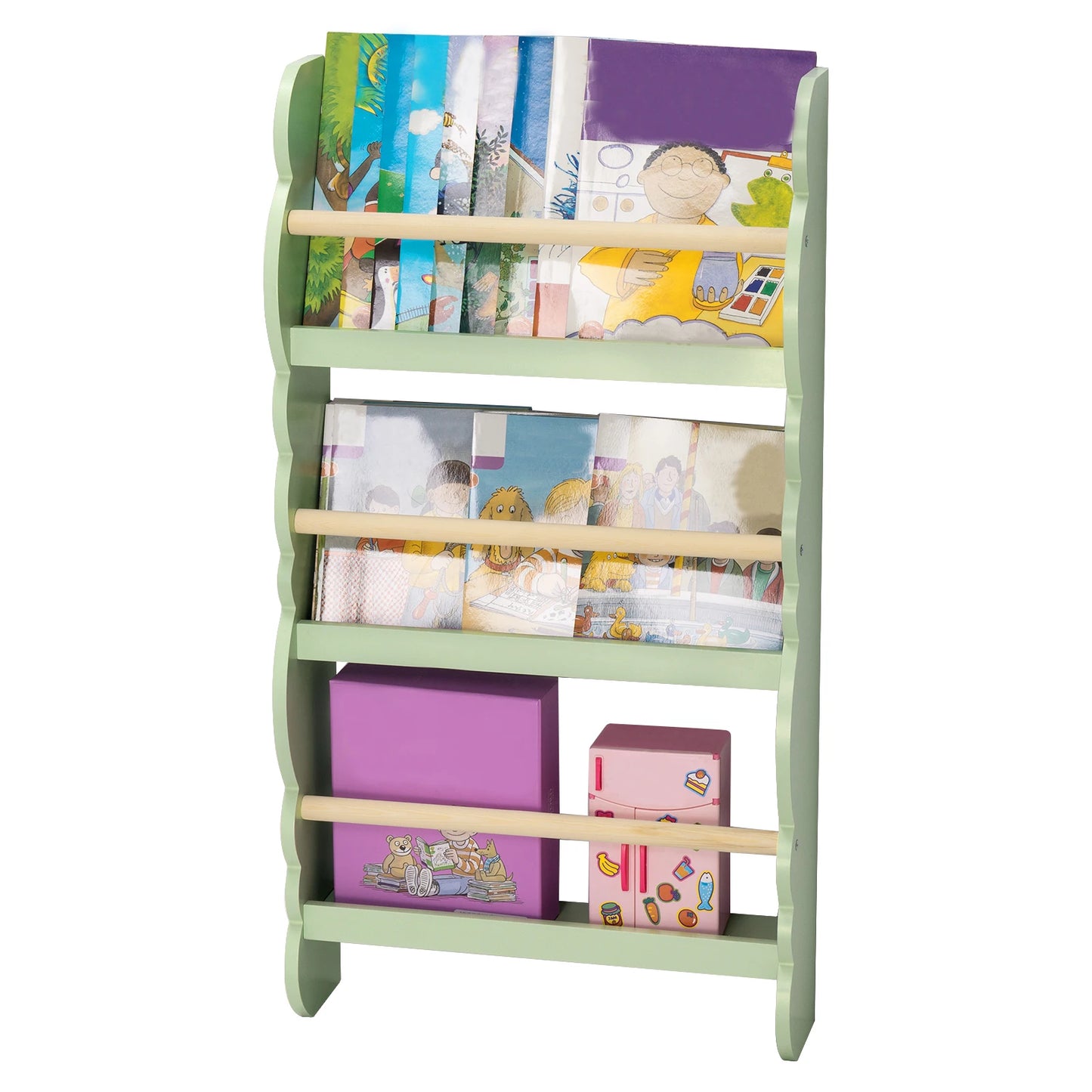 WOLTU Children's Bookshelf Kid's Bookcase Wall Shelf Book Organizer with 4 Shelves for Book Magazine Storage Kids Room Home