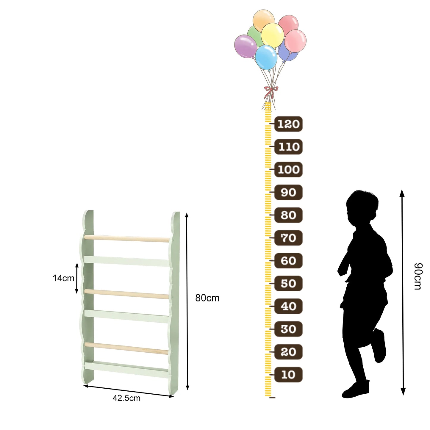 WOLTU Children's Bookshelf Kid's Bookcase Wall Shelf Book Organizer with 4 Shelves for Book Magazine Storage Kids Room Home
