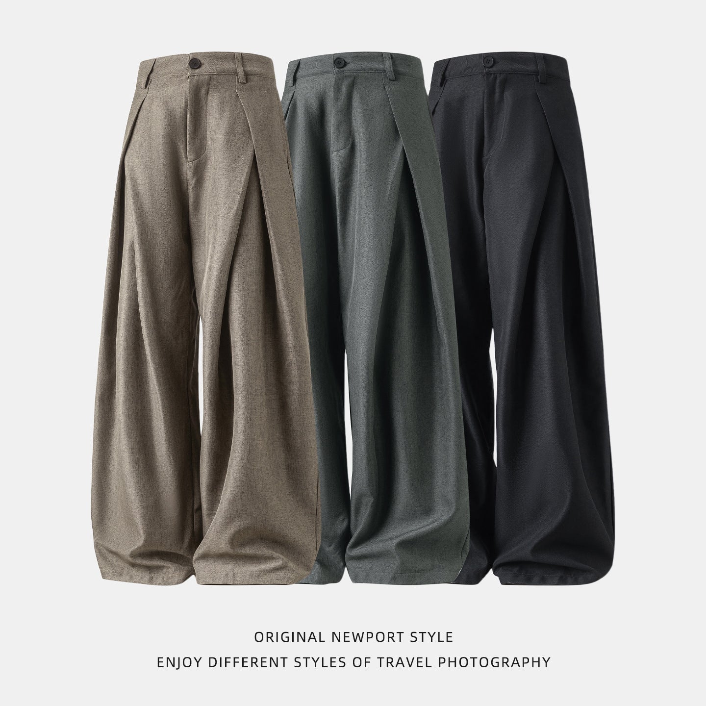 Cross Pleated Design Draping Casual Suit Pants