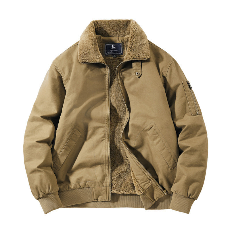 Men's Plus Size Padded Lapel Cotton-padded Jacket Overalls