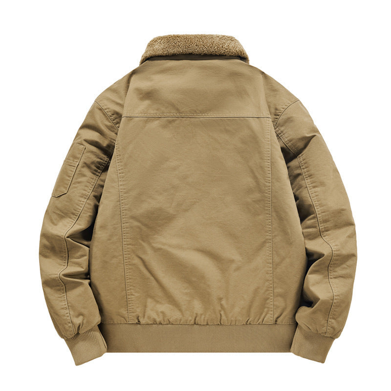 Men's Plus Size Padded Lapel Cotton-padded Jacket Overalls