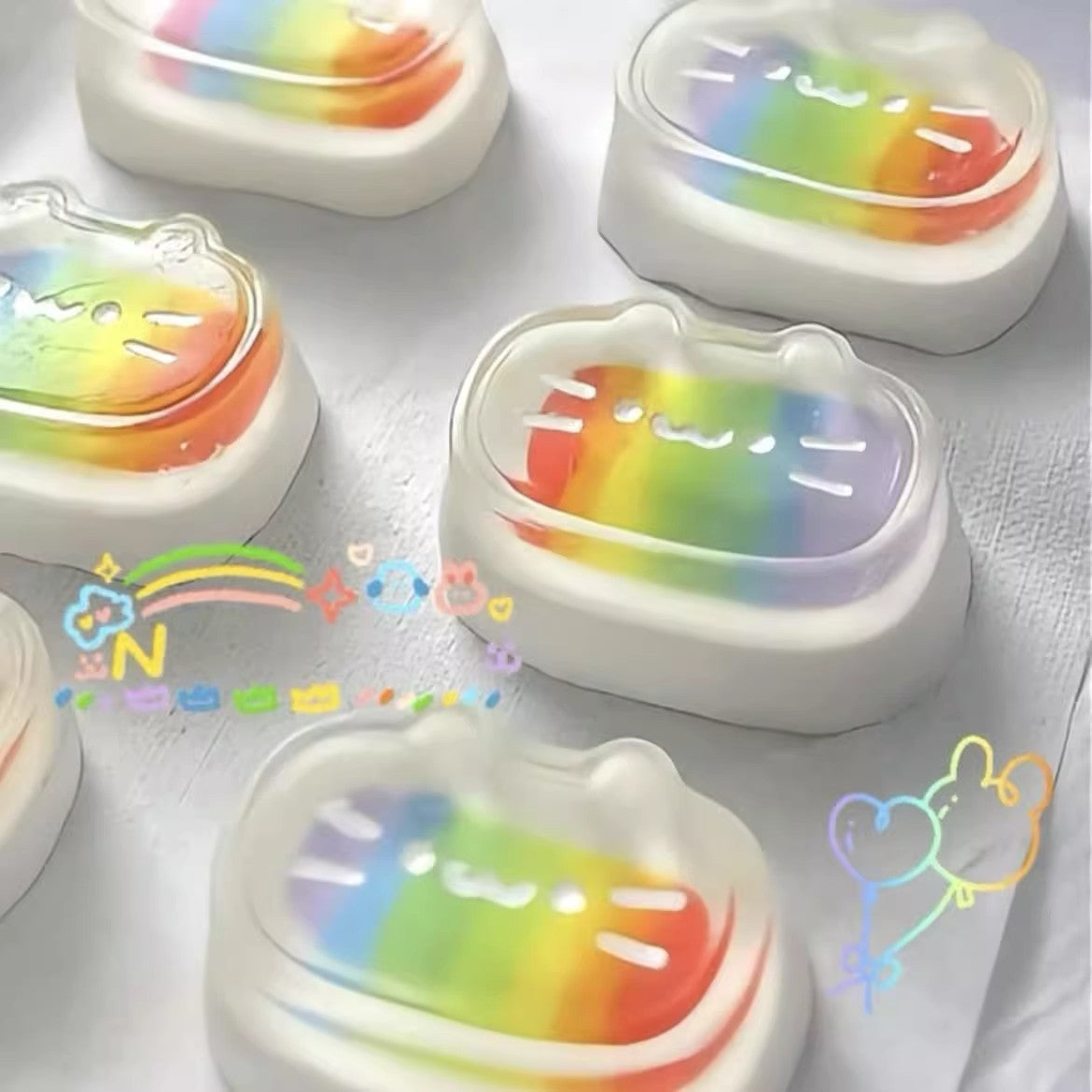 Dopamine Rainbow Kitten Cheese Squeezing Toy Silicone Slow Rebound Decompression