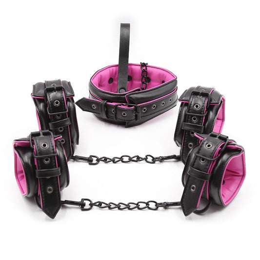 Sex Adult Supplies Binding Hand And Neck Cuff Leather Couple Alternative Training Toys Binding Buckle