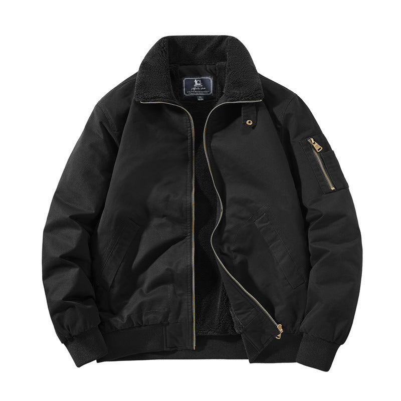 Men's Plus Size Padded Lapel Cotton-padded Jacket Overalls