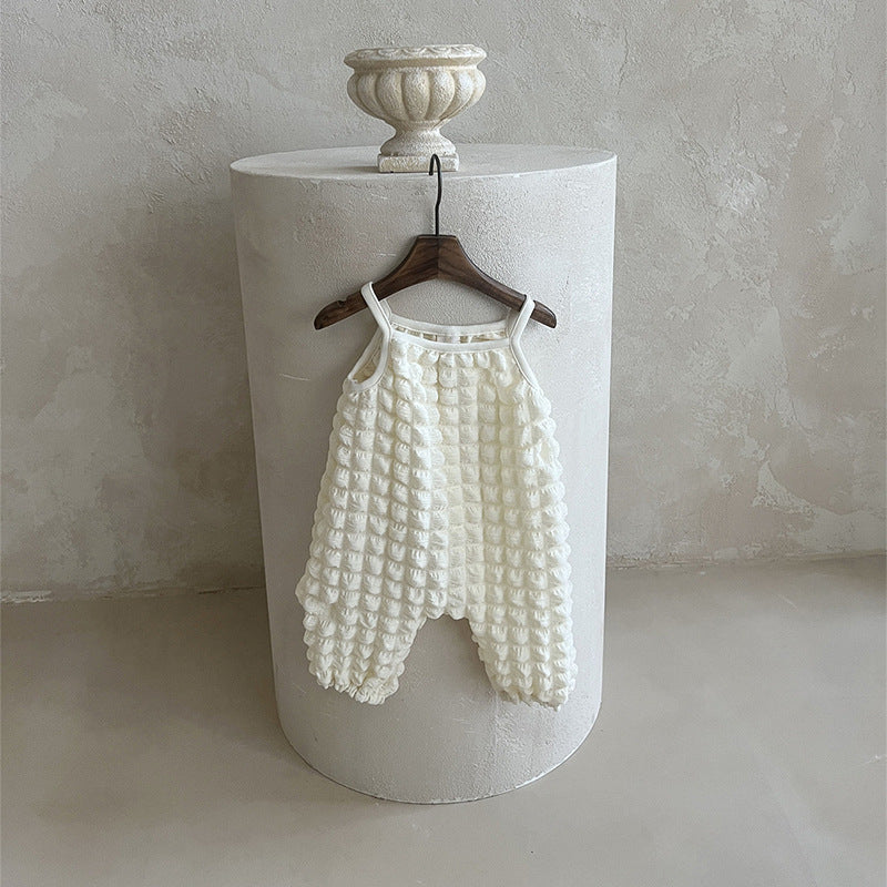 Thin Pants Baby Tank Tops Puff Plaid Jumpsuit