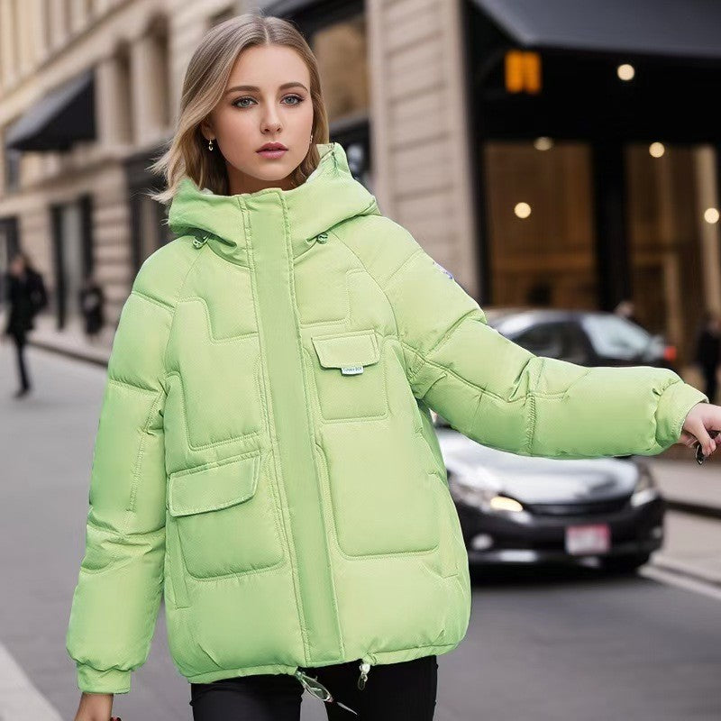 Hooded Down Cotton Clothes For Women New Short Winter Large Size Thick Multi-pocket Cotton Jacket Coat Trendy