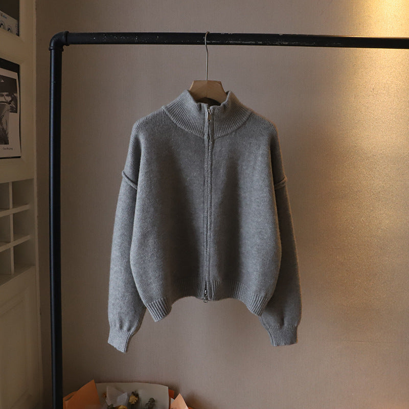 Loose All-match Solid Color Premium Sweater Coat