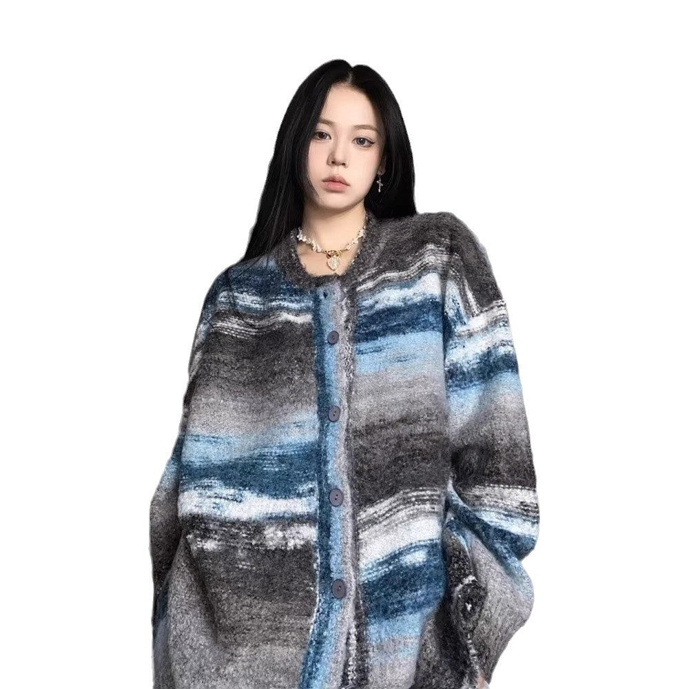 Round Neck Loose Casual Couple Knitted Jacket