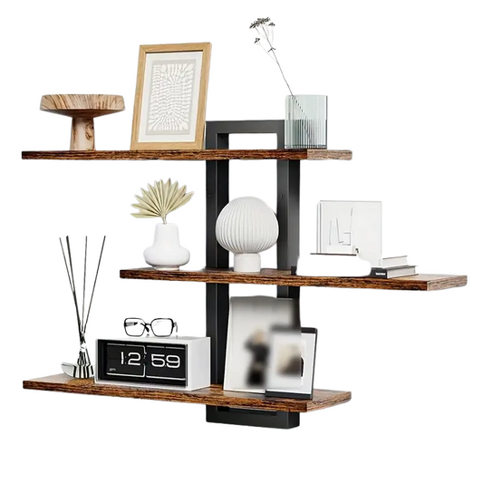 3-Tier Wall Shelves with Foldable Brackets-0